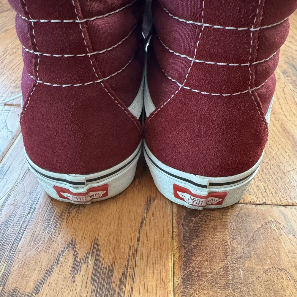 Vans Sk8-Hi Skate shoe high top burgundy & white men’s 6.5 women’s 8 sneakers - Picture 10 of 11